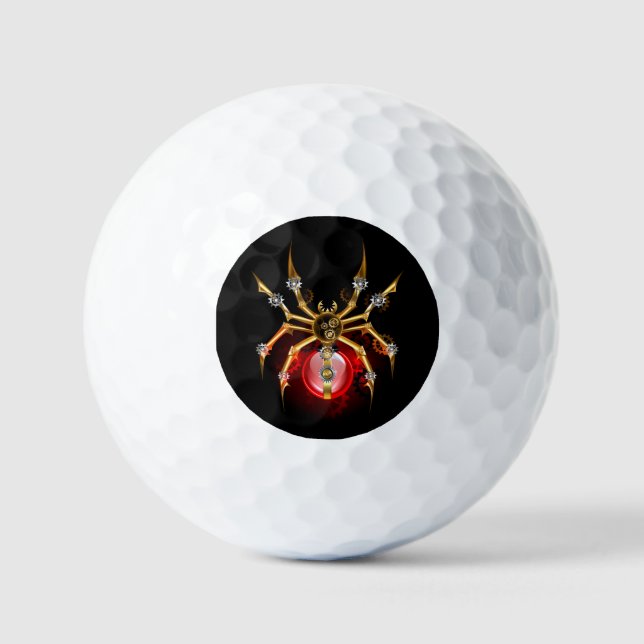 Balles De Golf Steampunk spider on black (Recto)