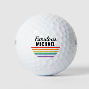 Balles De Golf Stripes arc-en-ciel personnalisées Blanc LGBT Pers