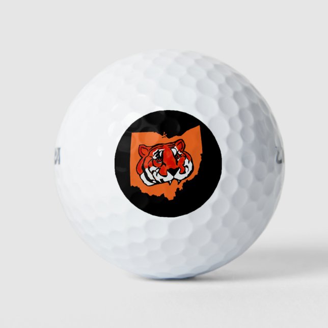 BALLES DE GOLF STRIPES ORANGE ET NOIR (Devant)