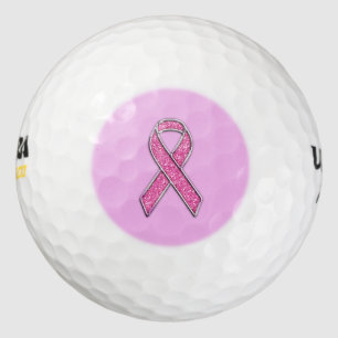 Balles De Golf Style Chrome et Parties scintillant Pink Ribbon Se