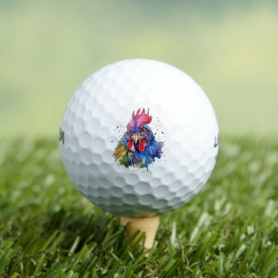 Balles De Golf Style d'aquarelle de poulet du coq du pays