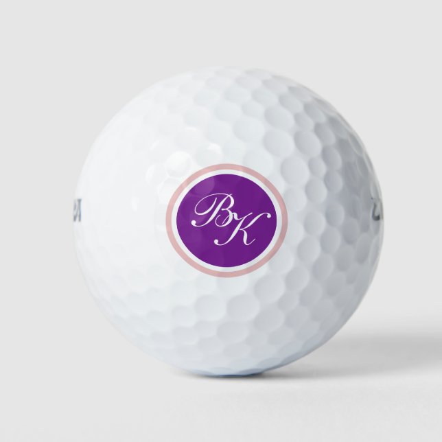 Balles De Golf Style Élégant de monogramme violet (Devant)