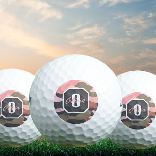 Balles De Golf Style moderne rose & camouflage vert, Personnalise