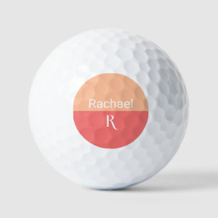 Balles De Golf Stylo Nom de monogramme Peach Typographie