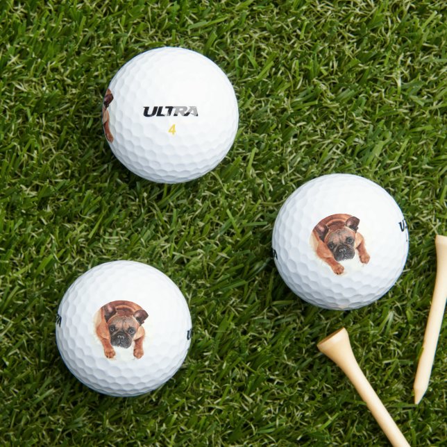 Balles De Golf Super mignon Chien français Brown (Herbe in situ)