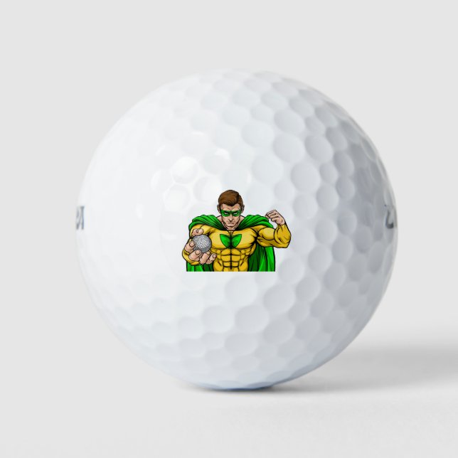 Balles De Golf Superhero Holding Golf Ball Sports Mascotte (Devant)