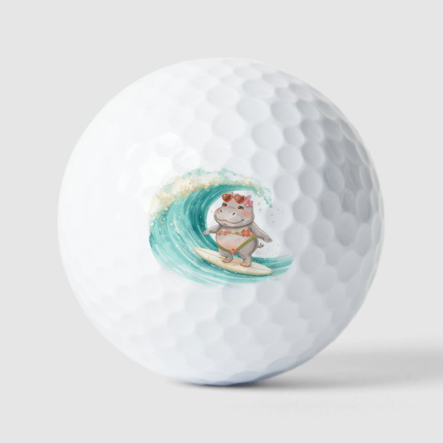 Balles De Golf Surfing Hippo Christmas Bikini on big wave (Recto)