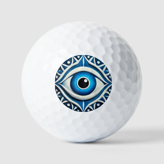 Balles De Golf Symbole abstrait de l'œil maléfique bleu (Recto)