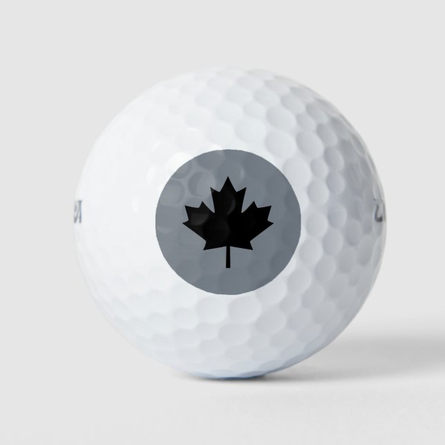 Balles De Golf Symbole canadien de feuille d'érable noire (Devant)