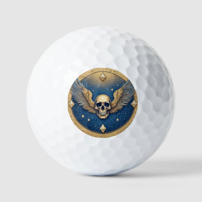 Balles De Golf ☠️ Symbole de crâne ailé gothique pour les fans de (Recto)