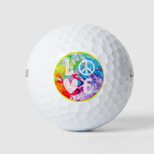 Balles De Golf Symbole de paix d'amour Aquarelle Coeur Arc-en-cie