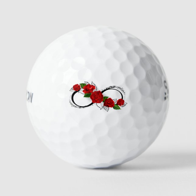 Balles De Golf Symbole d'infini avec les roses rouges (Recto)