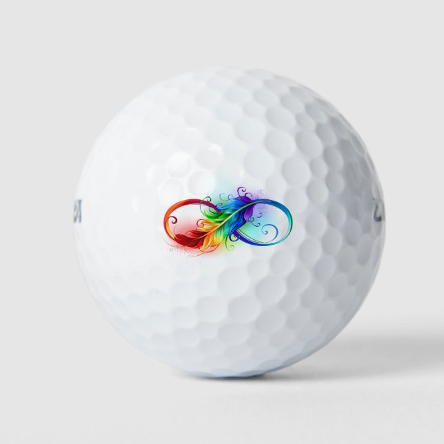 Balles De Golf Symbole d'infini avec plume arc-en-ciel (Devant)