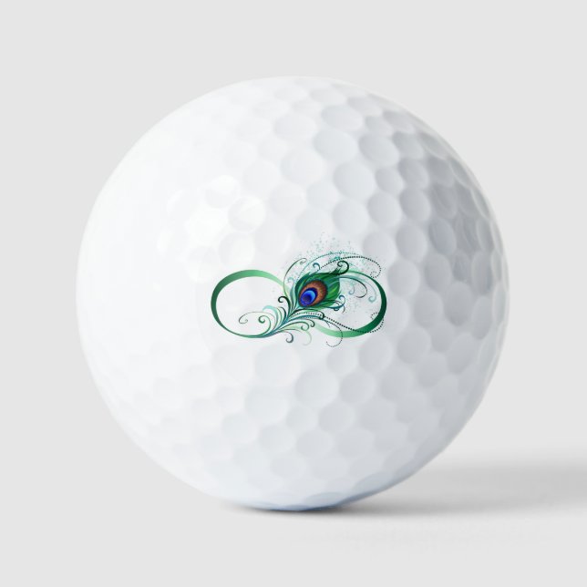 Balles De Golf Symbole d'infini avec plume de paon (Recto)