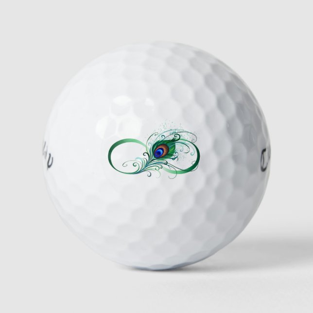 Balles De Golf Symbole d'infini avec plume de paon (Devant)