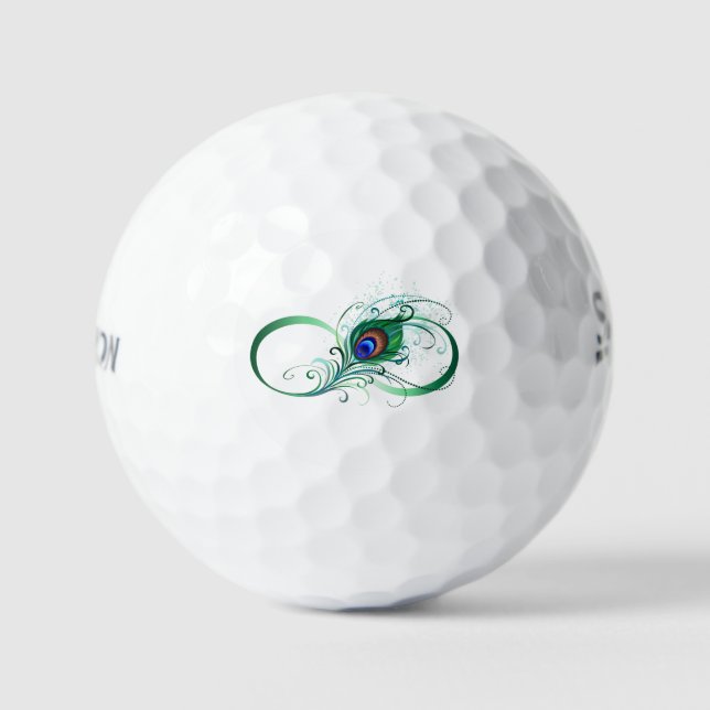 Balles De Golf Symbole d'infini avec plume de paon (Recto)