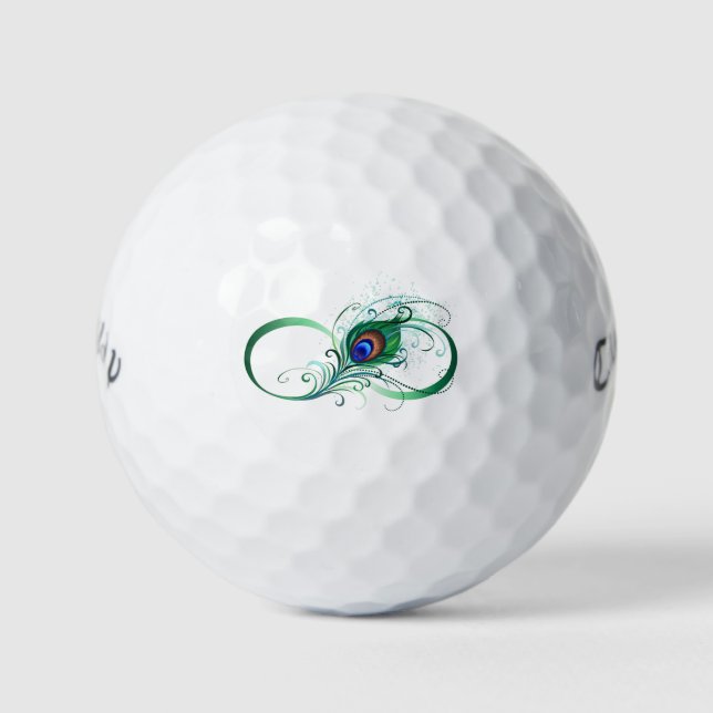 Balles De Golf Symbole d'infini avec plume de paon (Devant)