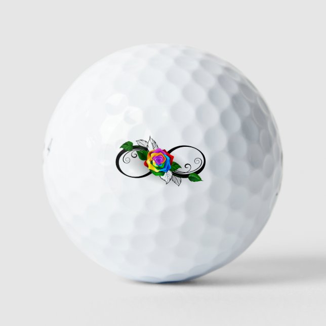 Balles De Golf Symbole d'infini avec Rose arc-en-ciel (Devant)