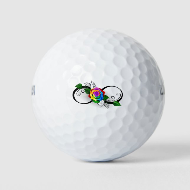 Balles De Golf Symbole d'infini avec rose arc-en-ciel (Devant)