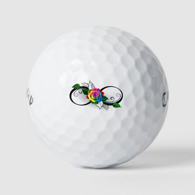 Balles De Golf Symbole d'infini avec Rose arc-en-ciel (Devant)