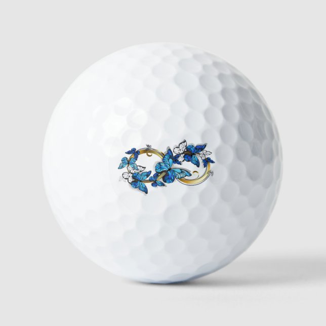 Balles De Golf Symbole infini de papillons Morpho bleus (Recto)