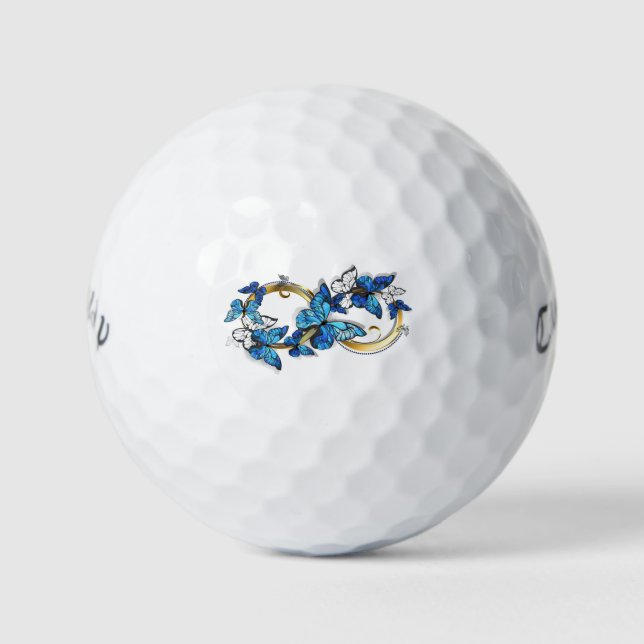 Balles De Golf Symbole Infini de Papillons Morpho Bleus (Devant)