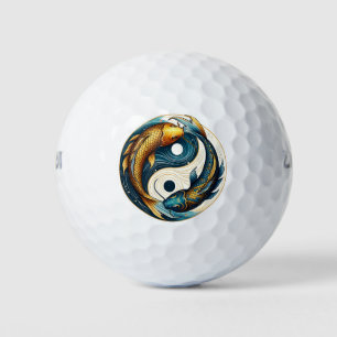 Balles De Golf Symbole japonais Yin Yang Poisson Koi