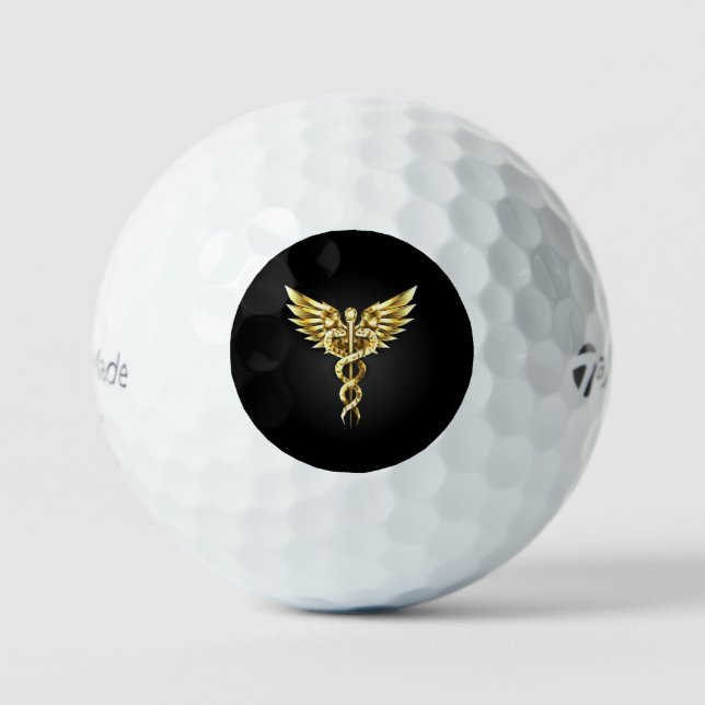 Balles De Golf Symbole Polygonal Or Caduceus (Recto)