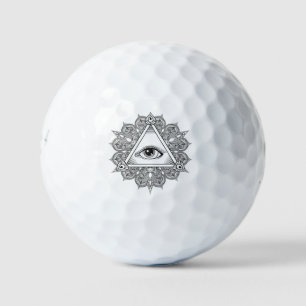 Balles De Golf Symbole pyramide des yeux Doodle