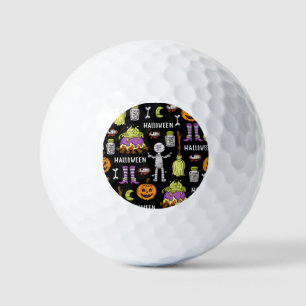 Balles De Golf Symboles d'Halloween, thème vintage continu