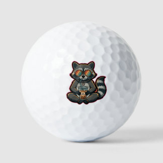 Balles De Golf T-Shirt Raton Laveur Cool Buvant un Café Glacé au