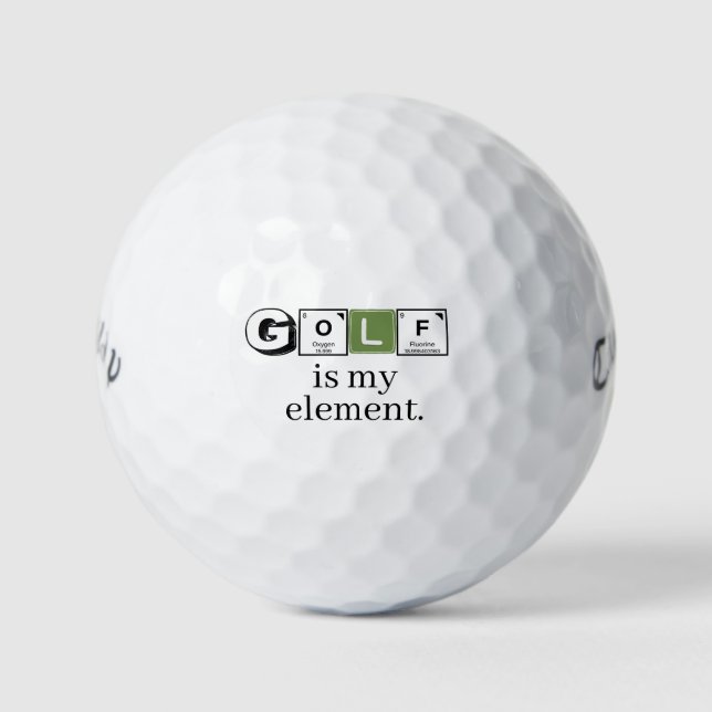 Balles De Golf Tableau périodique 'Le golf est mon élément' Humou (Devant)