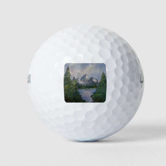 Balles De Golf Tableau style Bob Ross #2 (Devant)