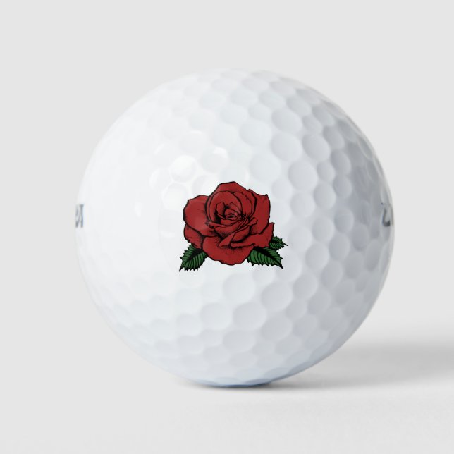 Balles De Golf tatouage de rose rouge (Devant)