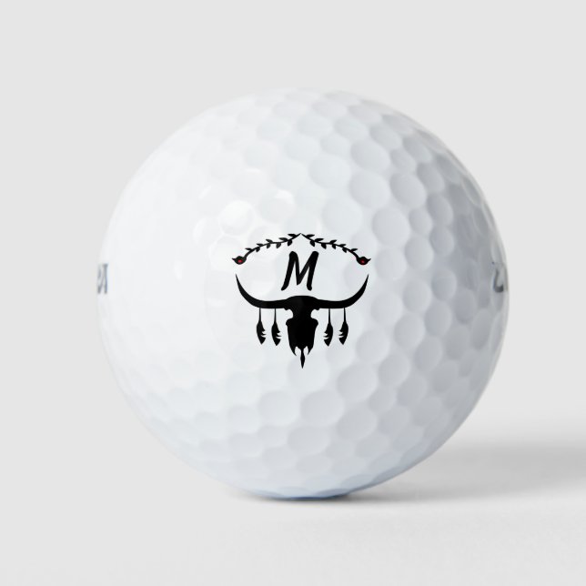 Balles De Golf Taureau avec plumes noires Silhouette (Devant)