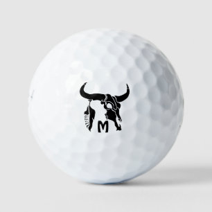 Balles De Golf Taureau de Longhorn de la tribu avec la plume noir
