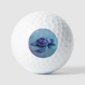 Balles De Golf Teal Blue Purple Turtle Colorful Sea Turtle
