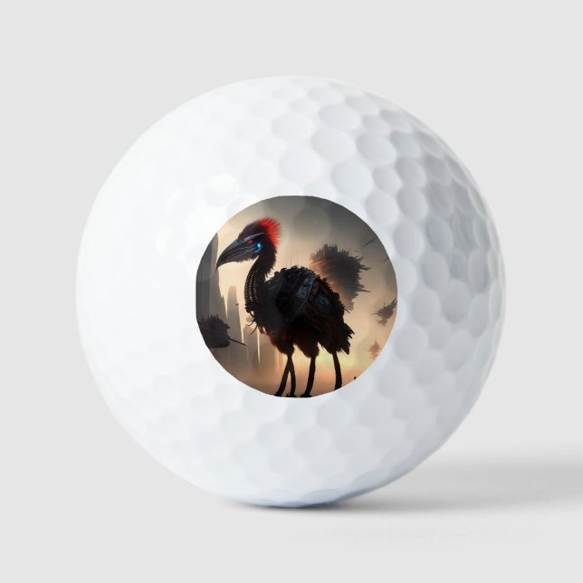 Balles De Golf "Techno-Feathers : Le robot futuriste Emu" (Recto)