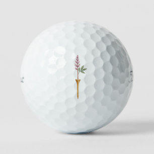 Balles De Golf Tee de golf à tige florale romantique et sportive,