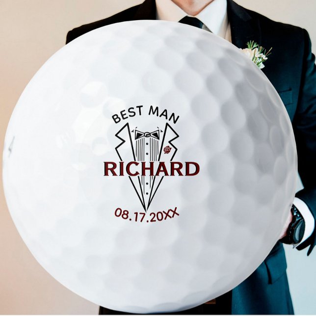 Balles De Golf Témoin de mariage Cadeau personnalisé date nom (Créateur téléchargé)