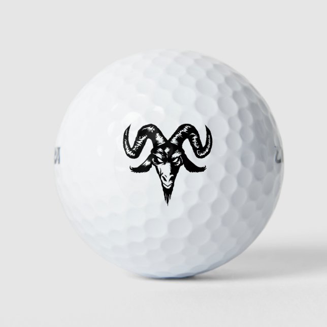 Balles De Golf Tête de chèvre maléfique (noir) (Devant)