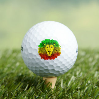 Balles De Golf Tête de lion rasta rouge jaune vert dessin Jamaïqu