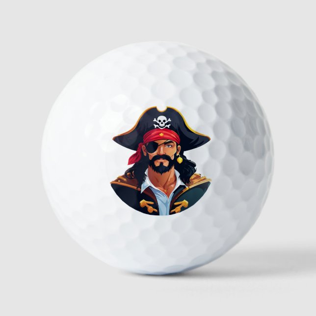 Balles De Golf Tête de pirate avec chapeau de marin et cache-œil  (Recto)
