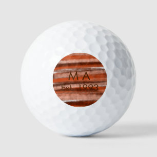 Balles De Golf Texte de lettre de nom d'année de date bohème rust