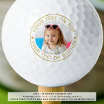 Balles De Golf Texte personnalisé couleur photo<br><div class="desc">Créez facilement une balle de golf personnalisée unique avec votre photo et votre texte personnalisé (l'exemple montre du texte en or facultatif) pour les passionnés de golf que vous connaissez. Communiquez avec le concepteur AVANT DE COMMANDER via Zazzle Conversation ou makeitaboutyoustore@gmail.com pour obtenir des modifications de conception ou de l'aide...</div>