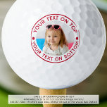 Balles De Golf Texte rouge personnalisé photo<br><div class="desc">Créez facilement une balle de golf unique et personnalisée avec votre photo et texte personnalisé pour l'amoureux du golf que vous connaissez dans votre choix de couleurs (en rouge). ASSISTANCE : Pour obtenir de l'aide sur la modification ou la personnalisation de la conception, le changement de couleur, le transfert de...</div>