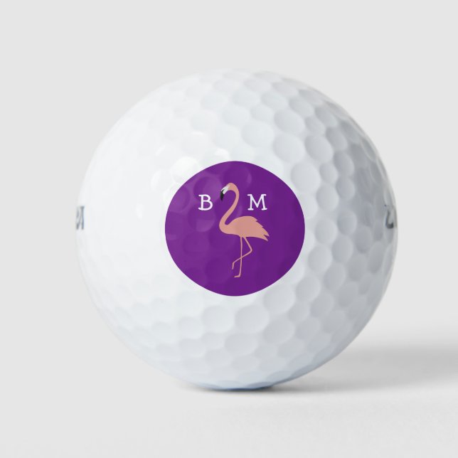 Balles De Golf Thème Flamant rose rose Monogramme Dames (Devant)