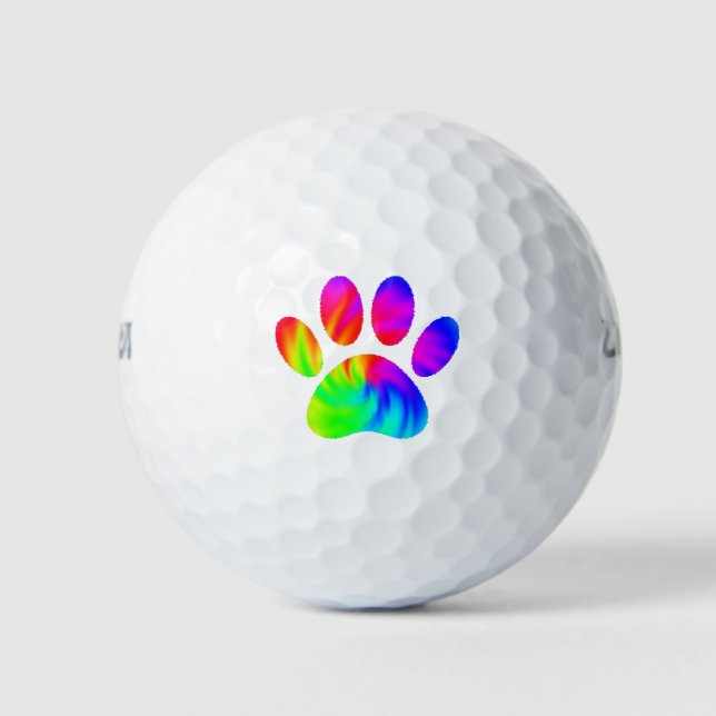 Balles De Golf Tie Dye Chien Empreinte de patte Graphic (Devant)
