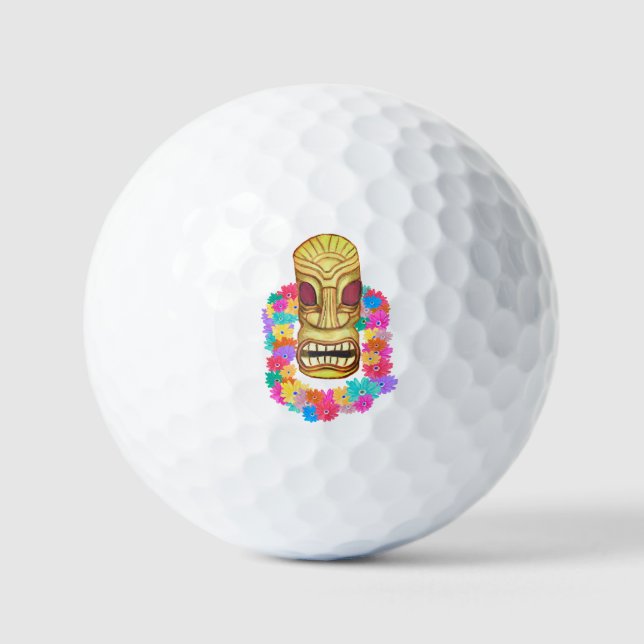 Balles De Golf Tiki Head Hawaiian Lei (Recto)