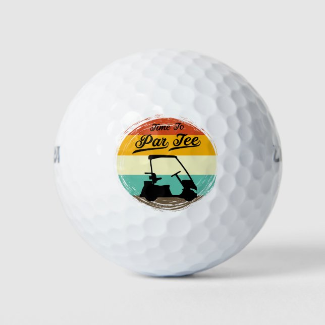 Balles De Golf Time to Par Tee – Retro Golf Cart Humor Design (Devant)